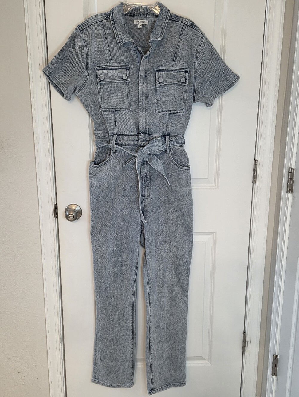Good American Fit For Success Belted Denim Jumpsuit